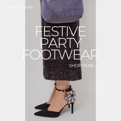 Festive party shoes, heels, boots and accessories for women