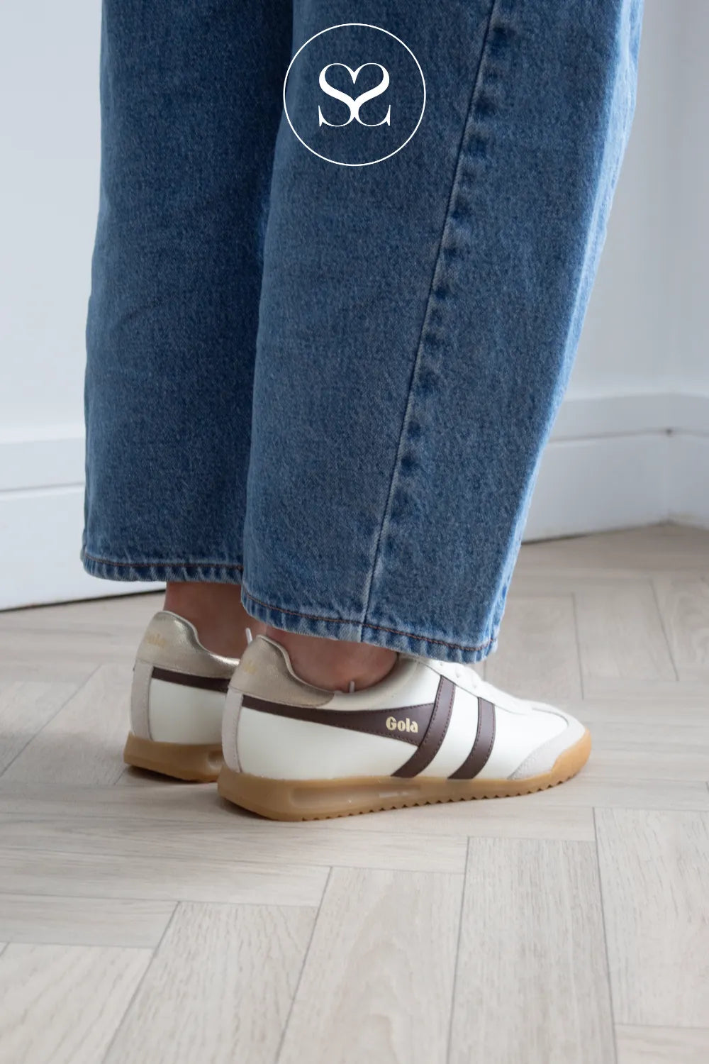 Gola Retro White & Brown Leather Trainers - Viper CLB744HC