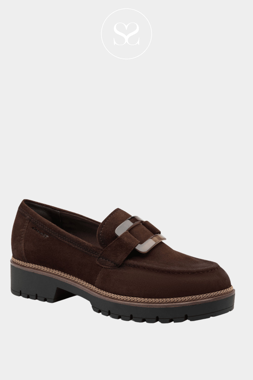 chunky brown suede loafers for women from Tamaris in Ireland