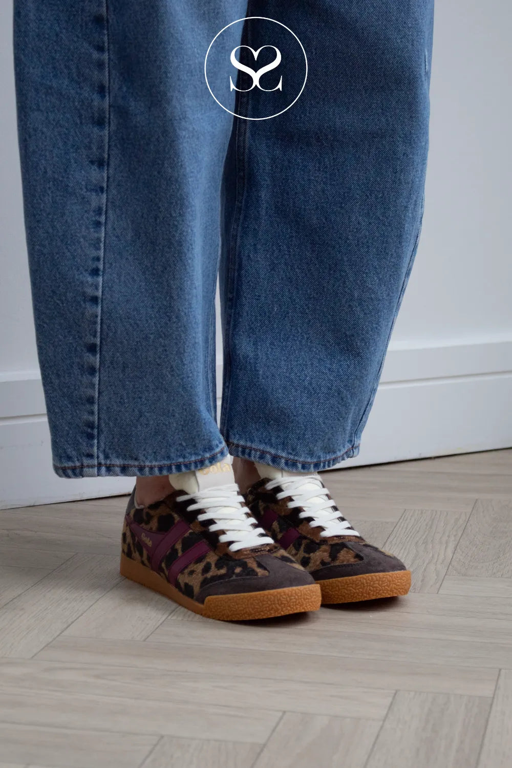 Gola Retro Brown Cow Print Trainers — Elan Savanna CLB867TK