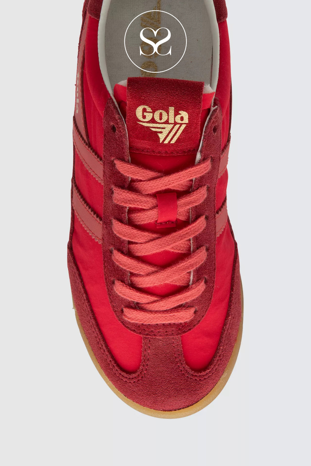 Red Gola sneaker on a light gray background