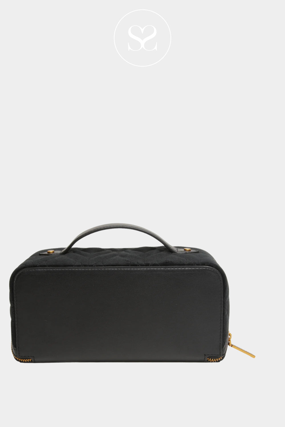 ALICE WHEELER LARGE BLACK VELVET QUILTED TRAIN BEAUTY CASE AW0352