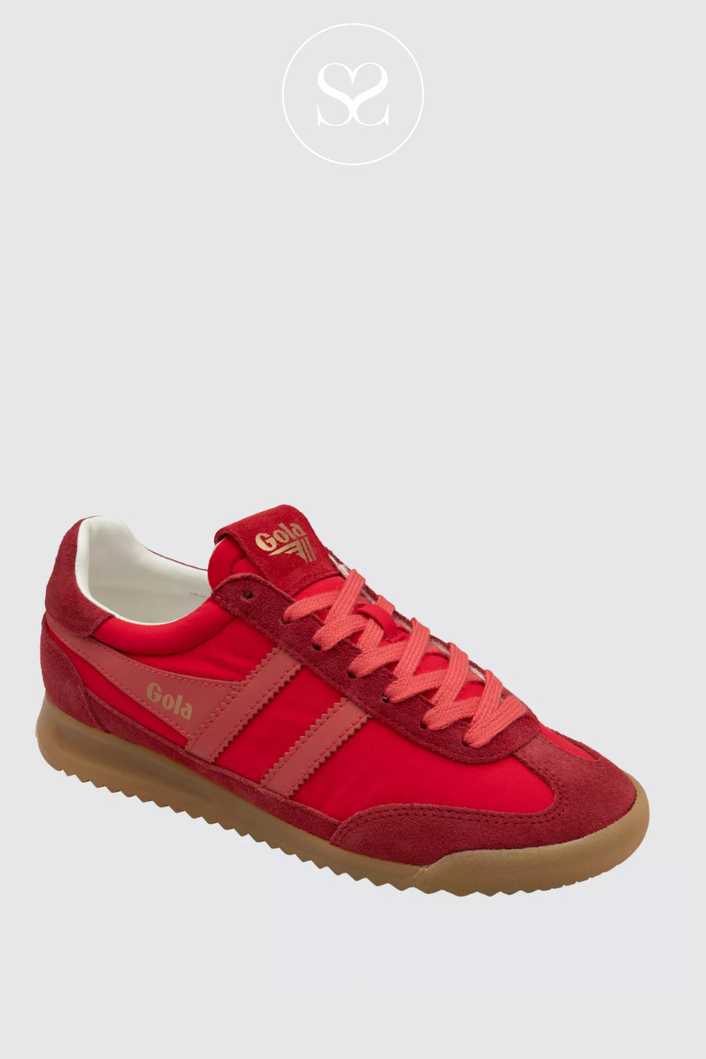 GOLA RED/CORAL RETRO GUM SOLE TRAINERS FIREFLY