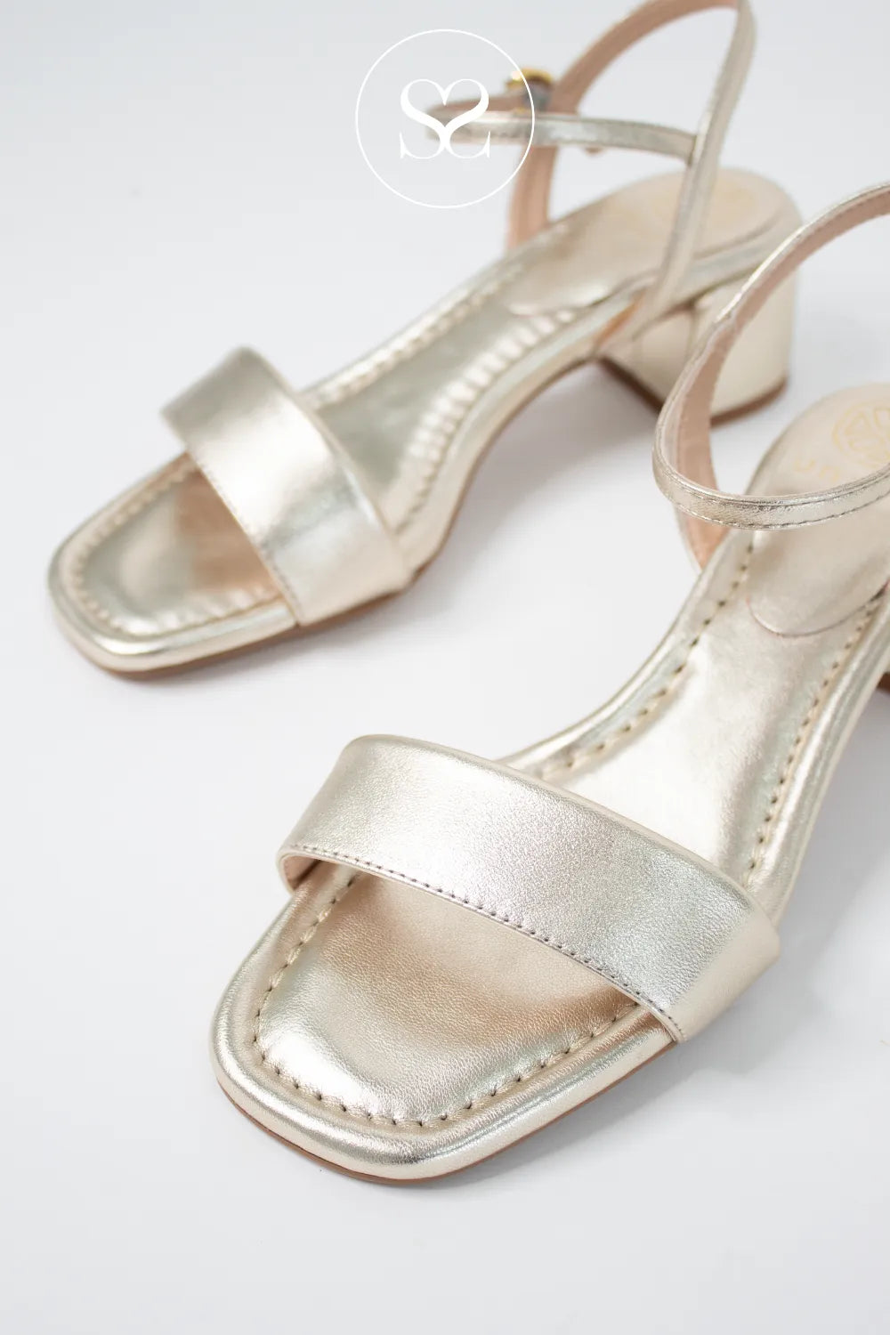 Unisa Gold Block Heeled Sandals-Kiala