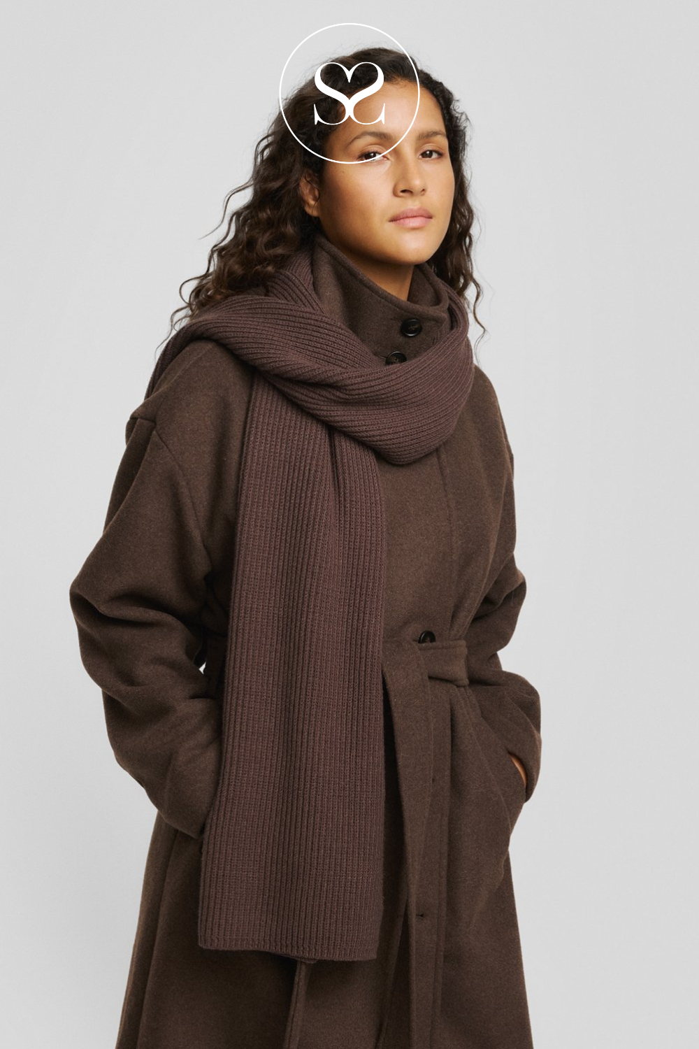 MSCH Brown ribbed scarf - Rachelle