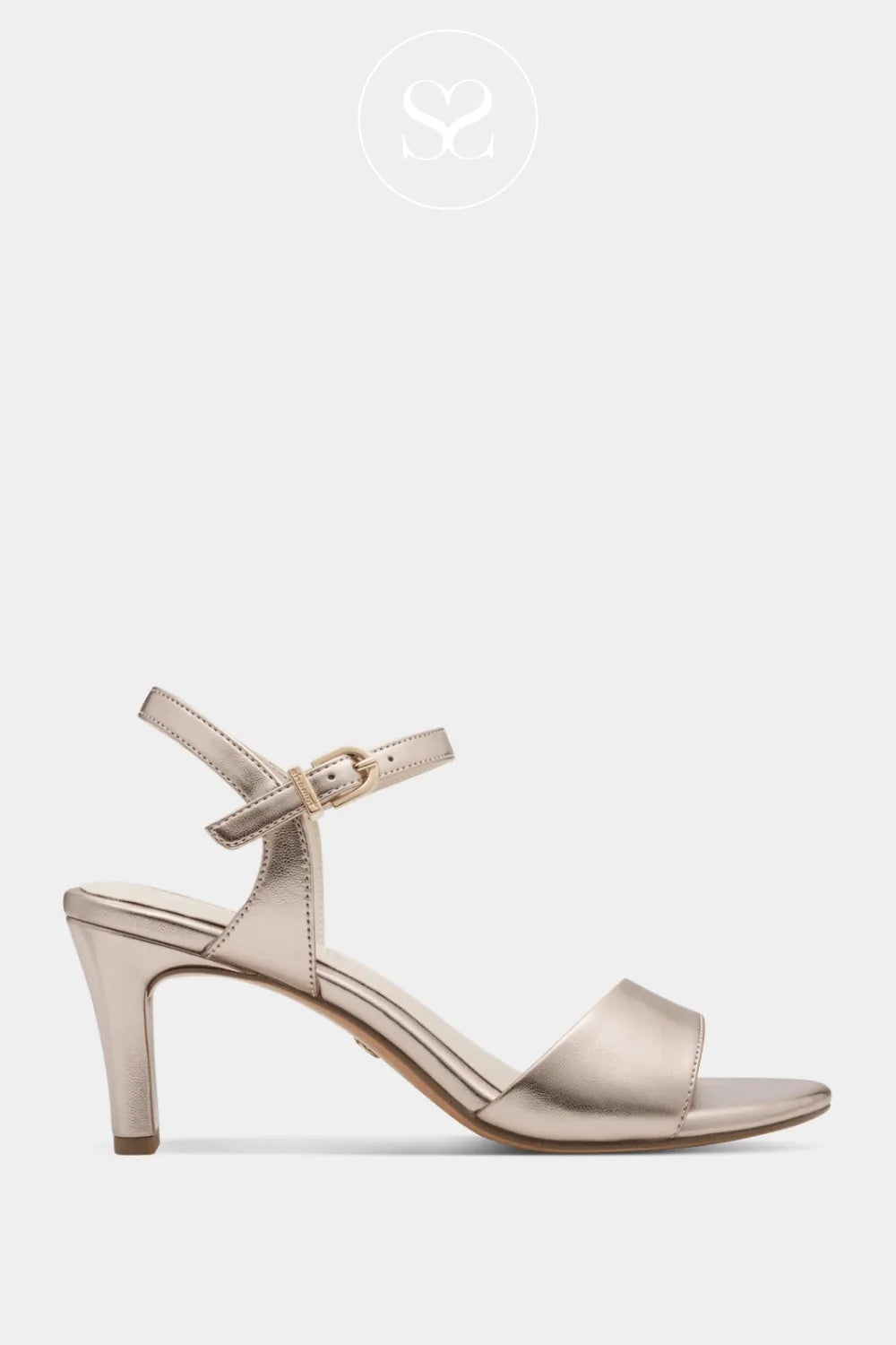 Tamaris Light Gold low heel strappy sandals 1-28008-42 for women with Mid-height block heel providing elegant lift and all-day comfort