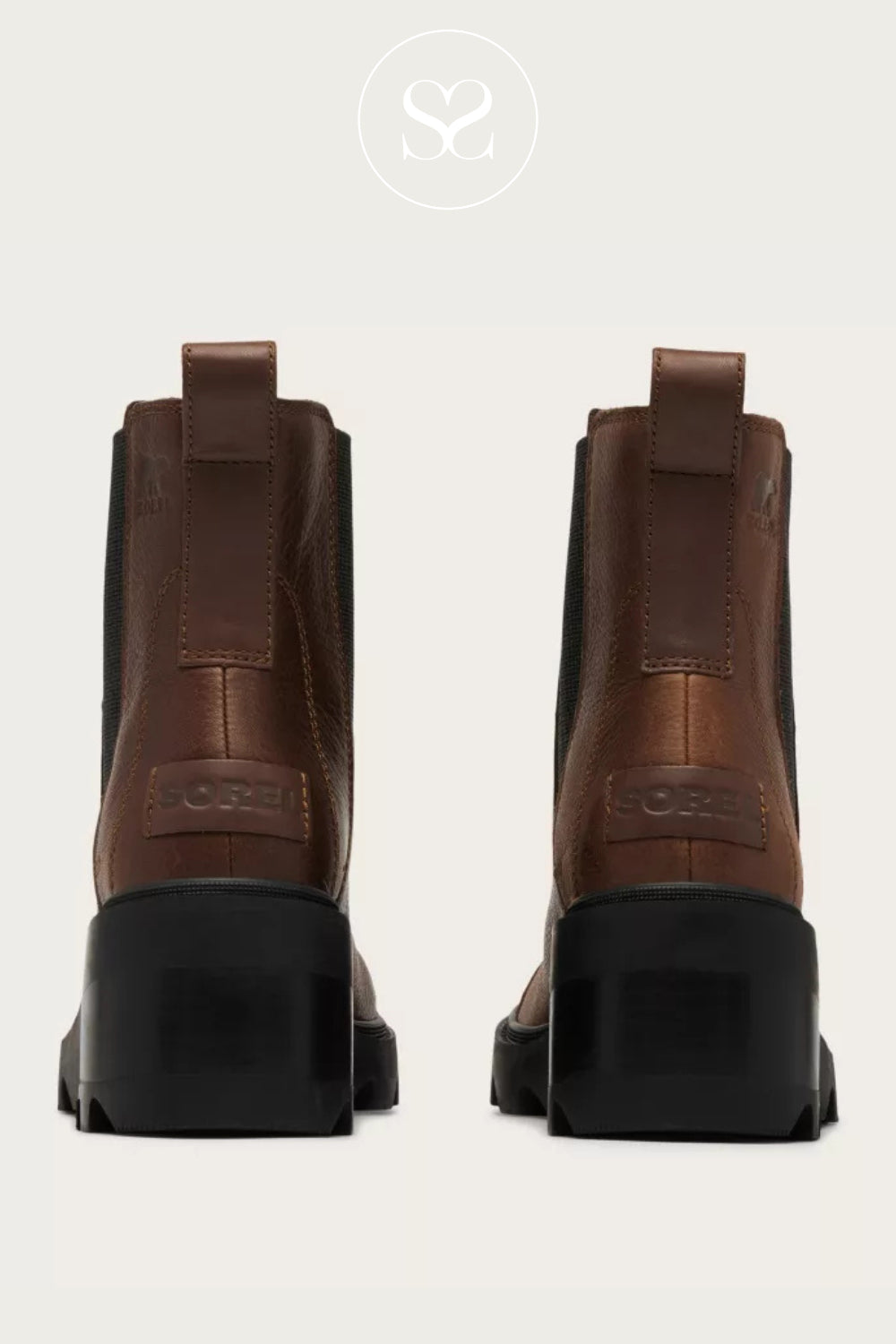 Sorel Joan Now Chocolate Brown Waterproof Heeled Chelsea Boots - for women Ireland