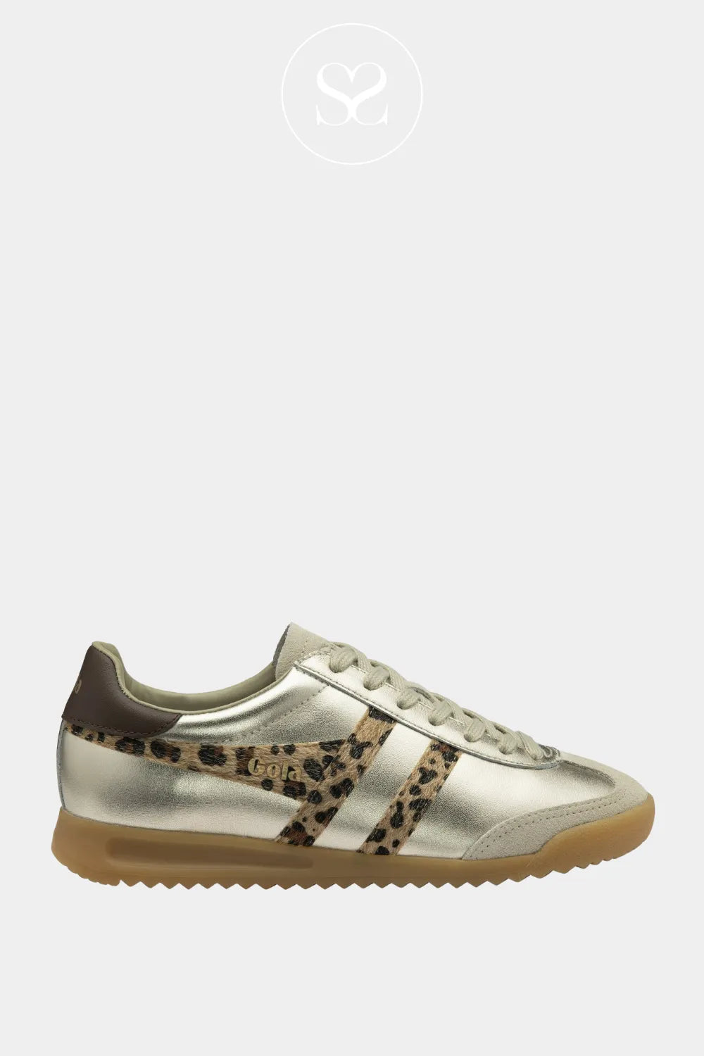 GOLA Gold Retro Trainers - Torpedo Glimmer Safari Chic gold metallic upper that adds instant shine and polish.
