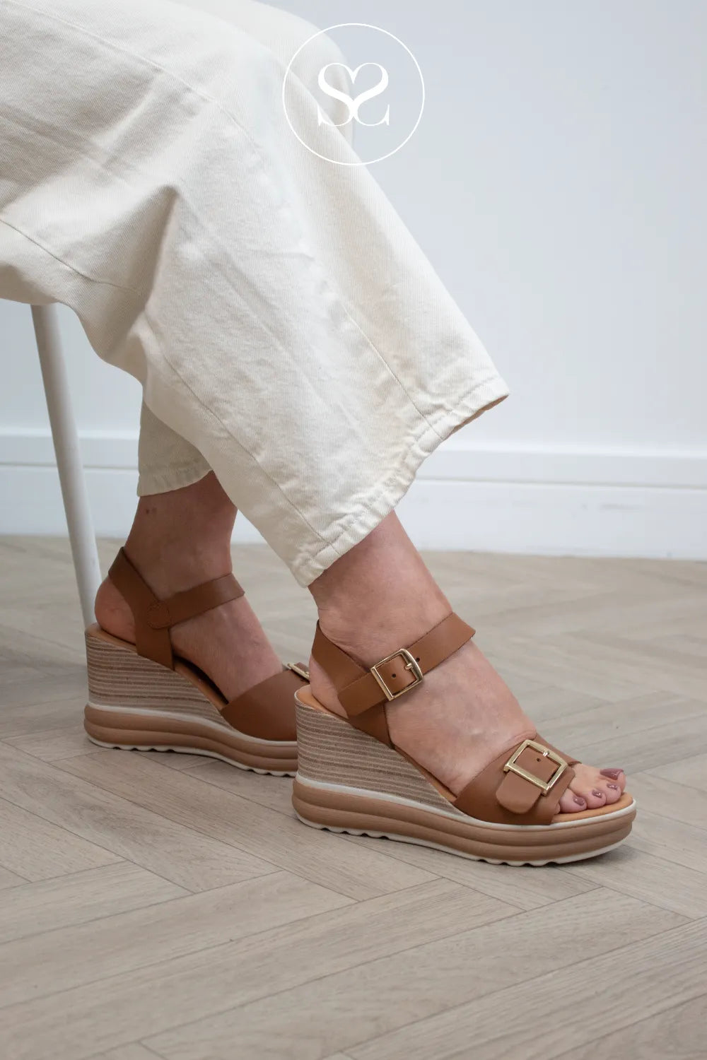 Oh My Sandals Tan Wedge Sandals 6003