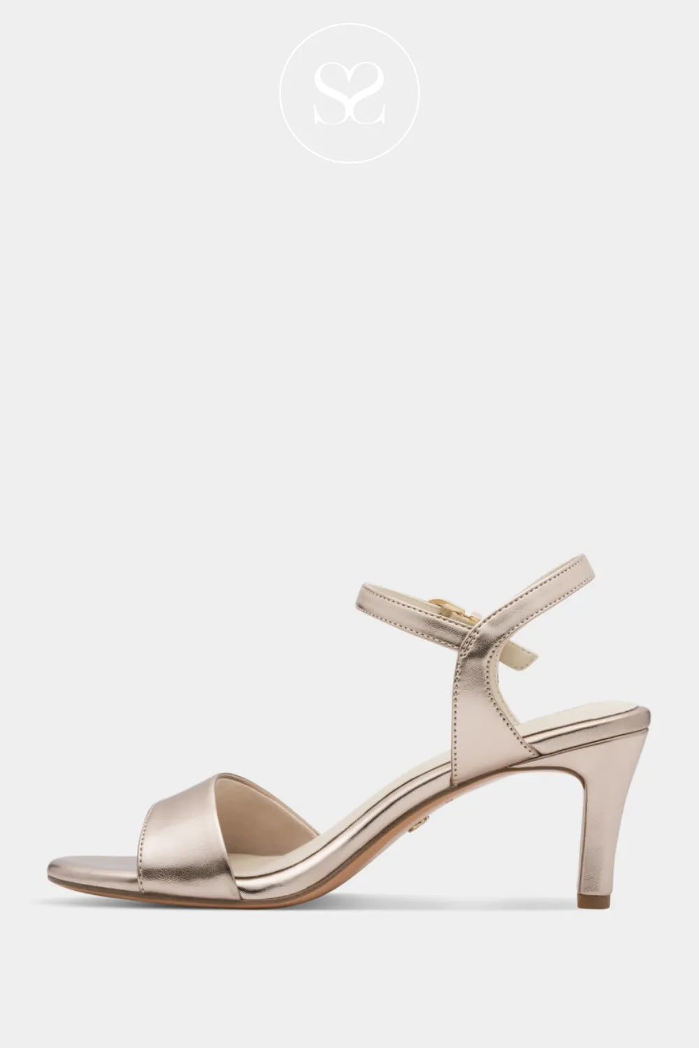 Tamaris Light Gold low heel strappy sandals 1-28008-42 for women Adjustable ankle strap ensuring a secure, comfortable fit