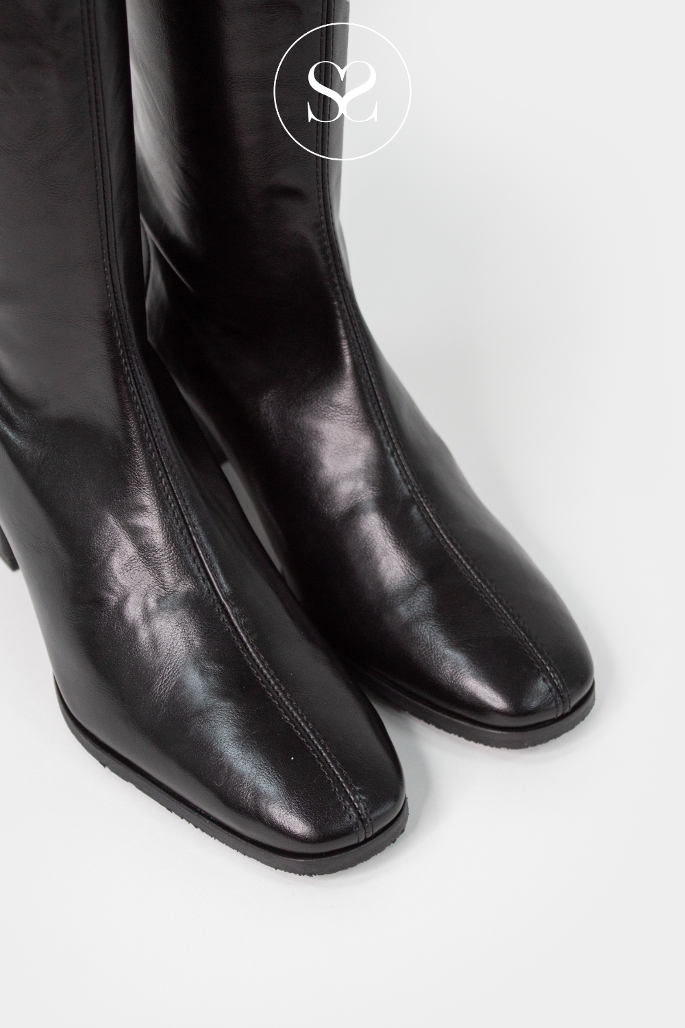 Miss Elastic Black Coated Knee High Sock Boots - 78331