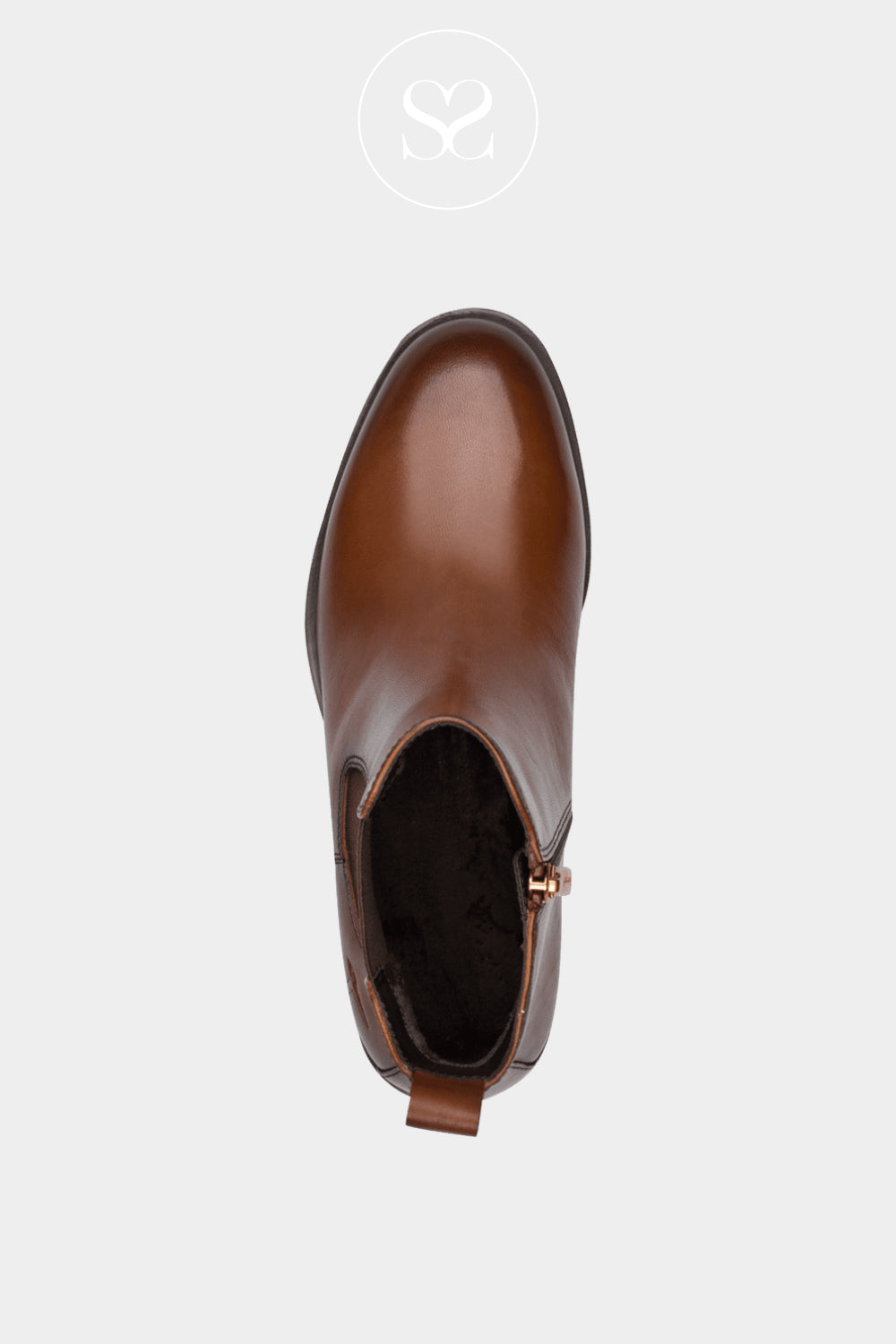 Tamaris Brown Leather Round Toe Chelsea Boots for Women in Ireland