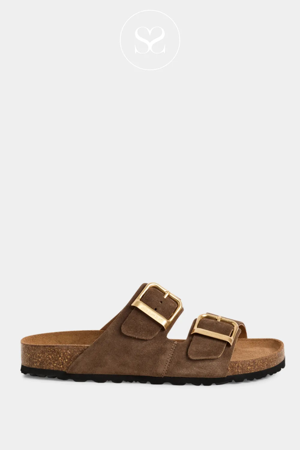 Tamaris Chocolate Brown Double Buckle Slider Sandals 1-27543-42