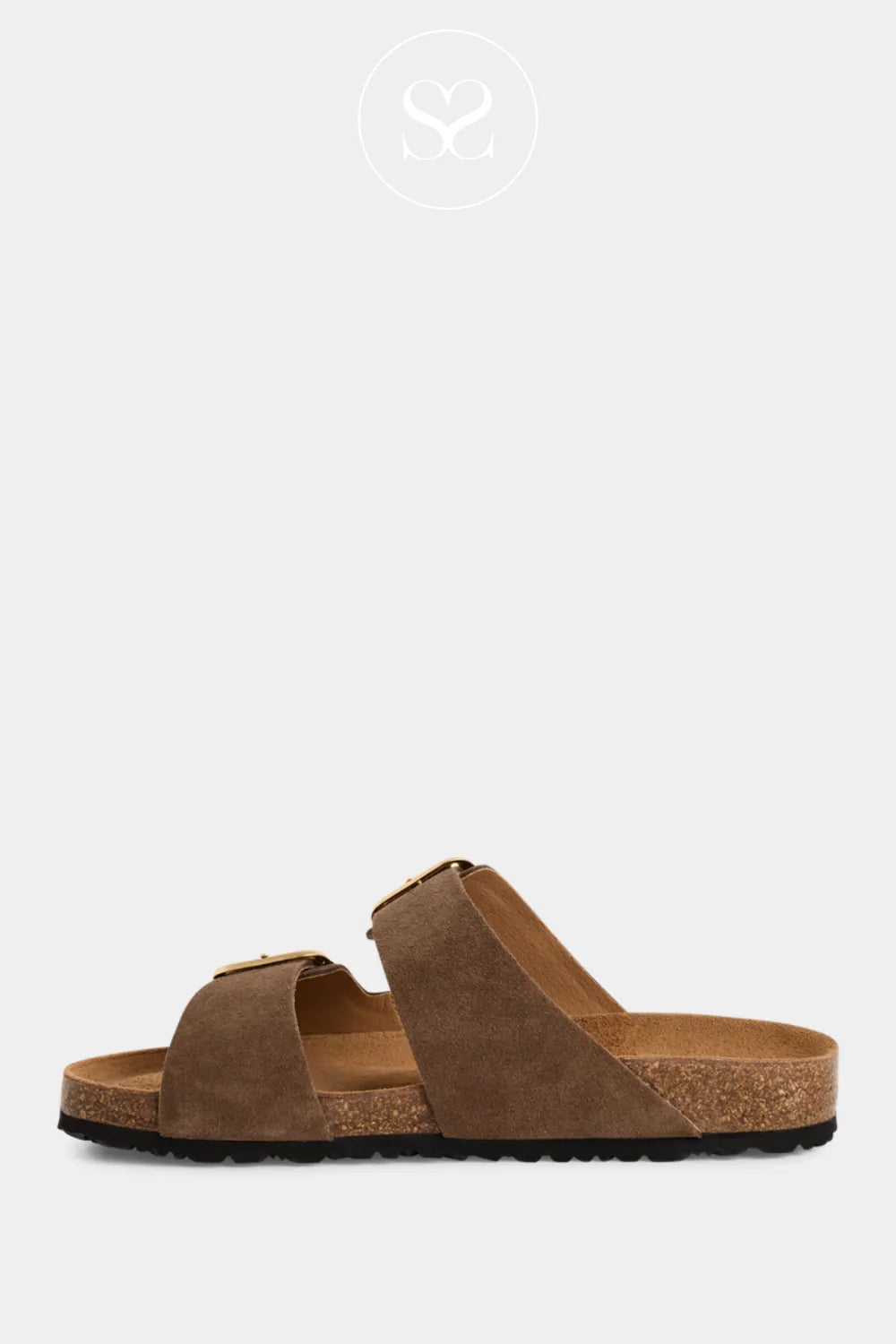 Tamaris Chocolate Brown Double Buckle Slider Sandals 1-27543-42