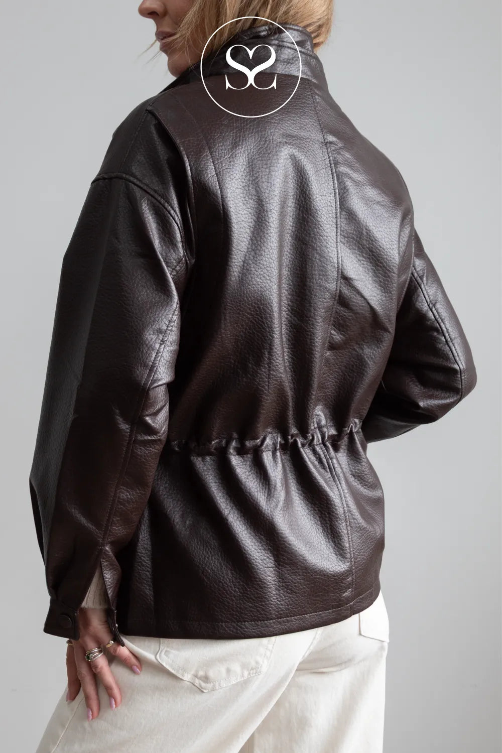 Chocolate Brown Double Breasted Leather Jacket - CV2213