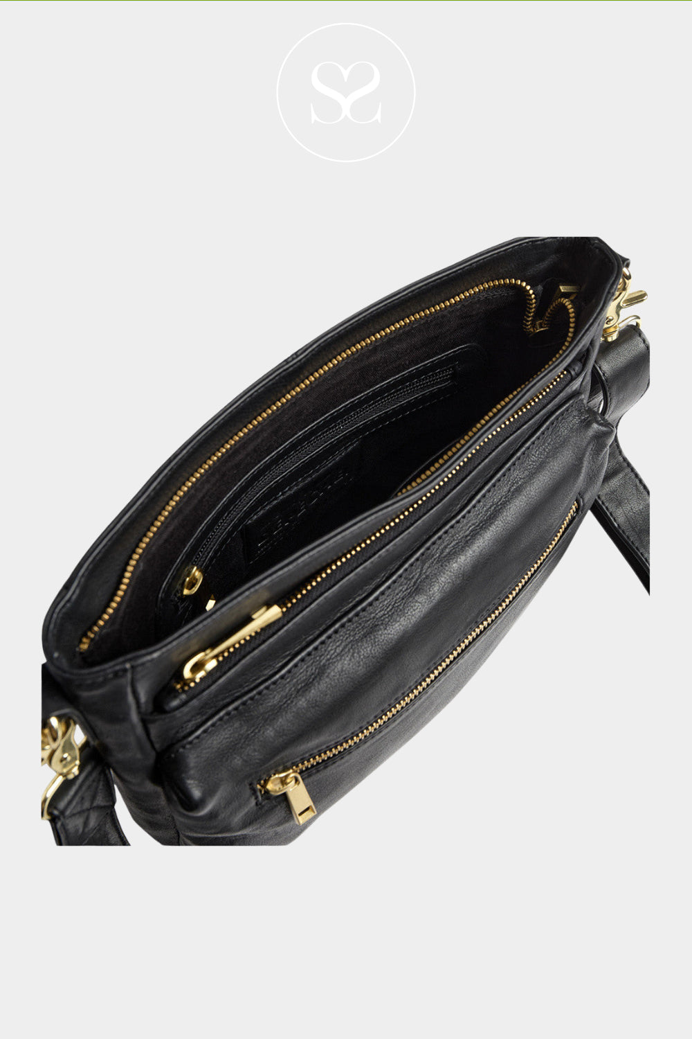 Depeche Black Leather Crossbody Bag - 16586