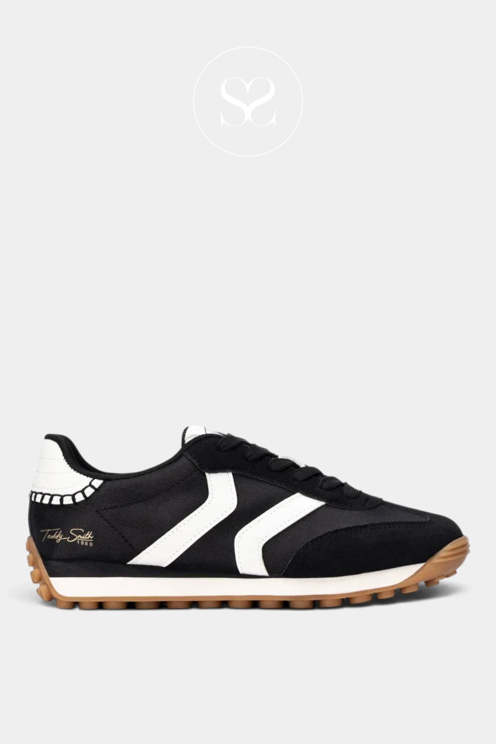 Teddy Smith Black and White Sporty Retro Trainers - 121138 for Women - ireland
