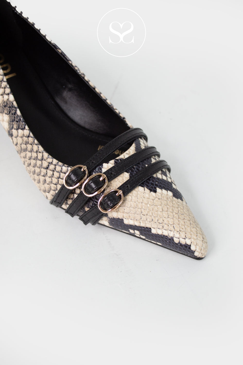 LODI PYTHON PRINT POINTED FLARED KITTEN HEEL SHOE - ROMA