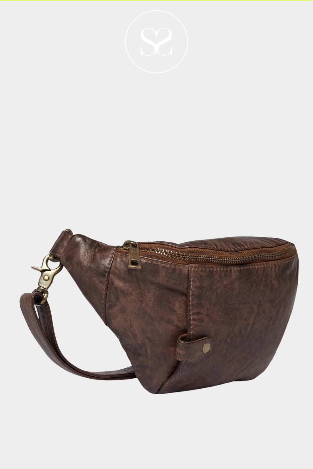 Depeche Chocolate Brown Leather Crossbody Bum bag 15814