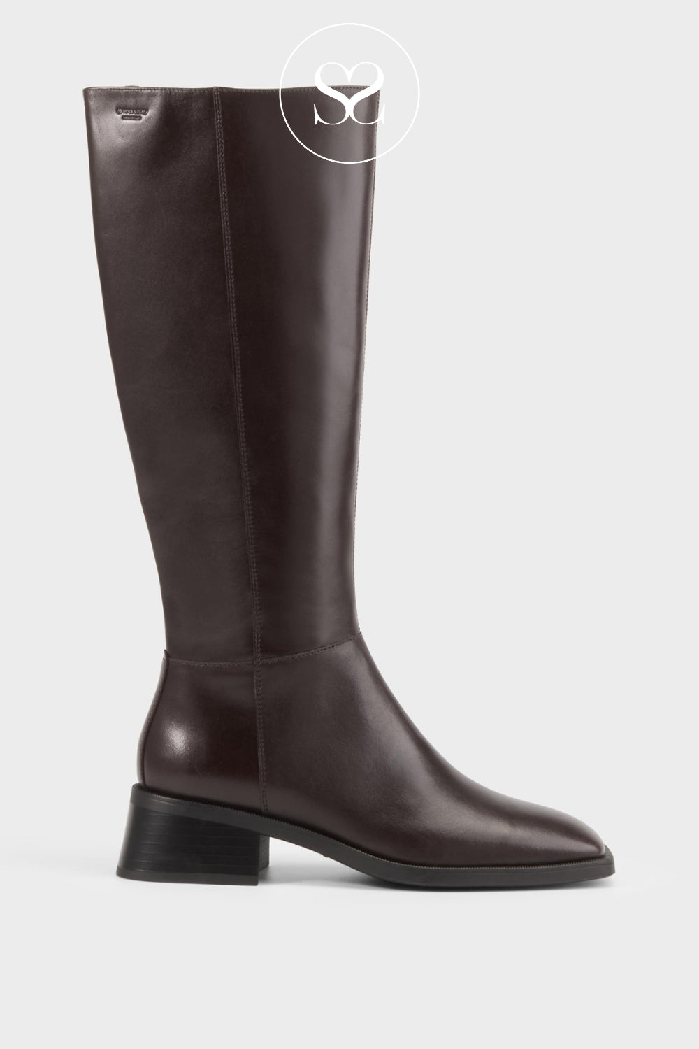 vagabond blanca chocolate brown knee high boots with low block heel