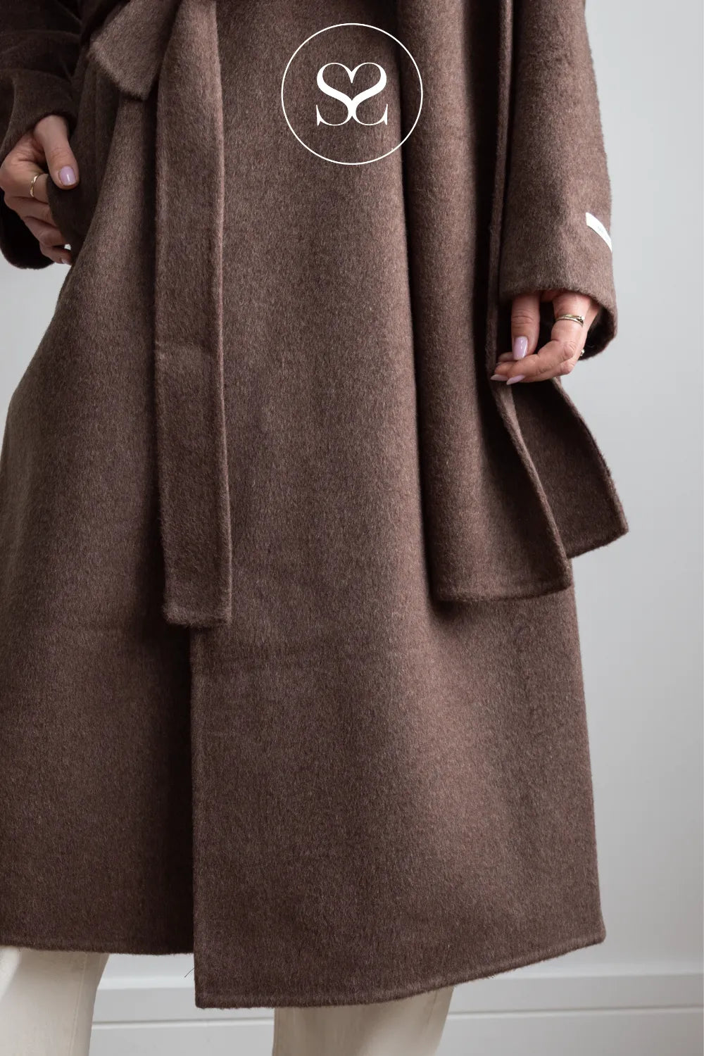 Brown Wool Longline Coat- Celia