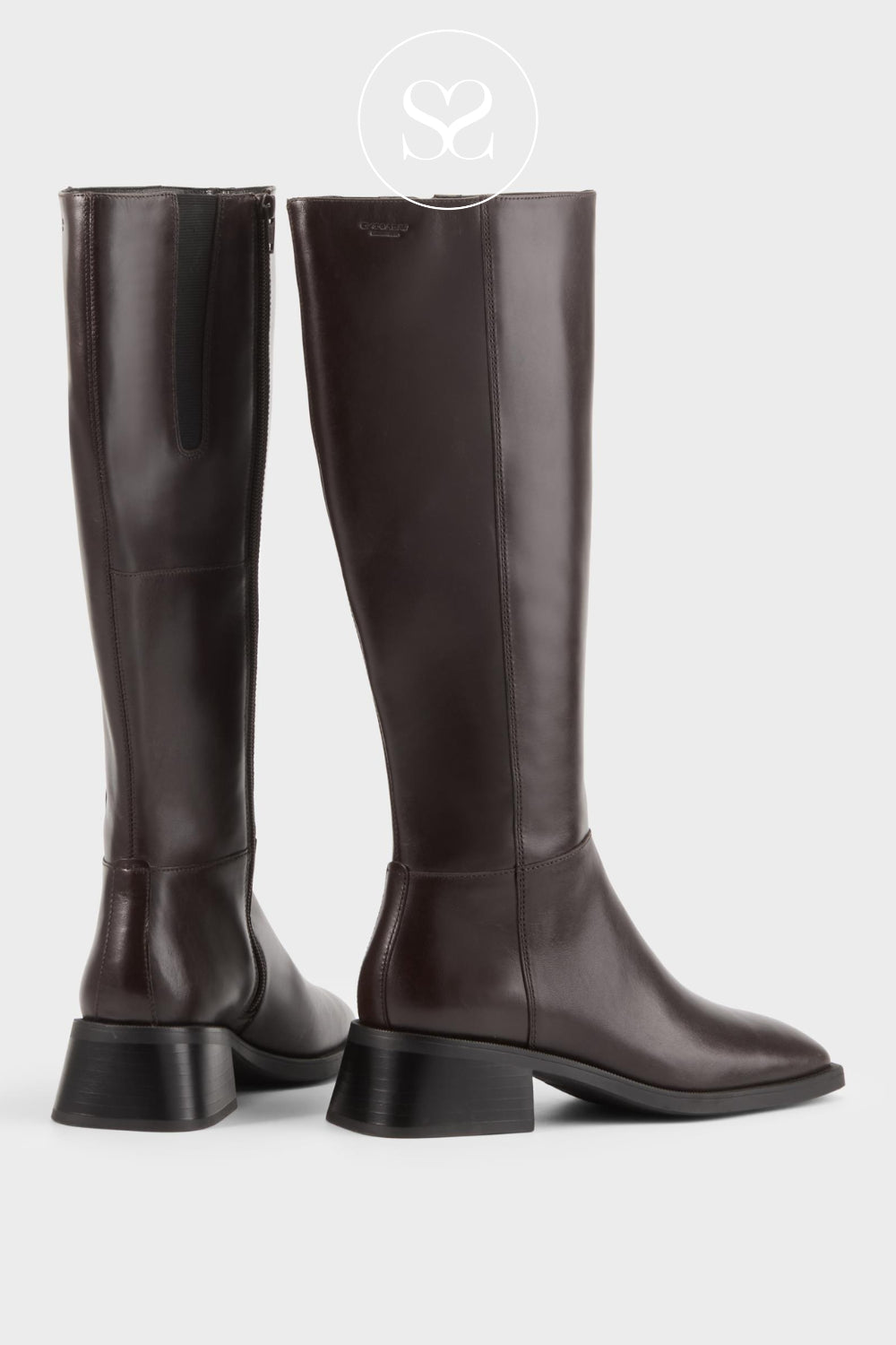 Chocolate brown leather knee high boots - structured style with low-block heel from Vagabond Shoemakers in Ireland