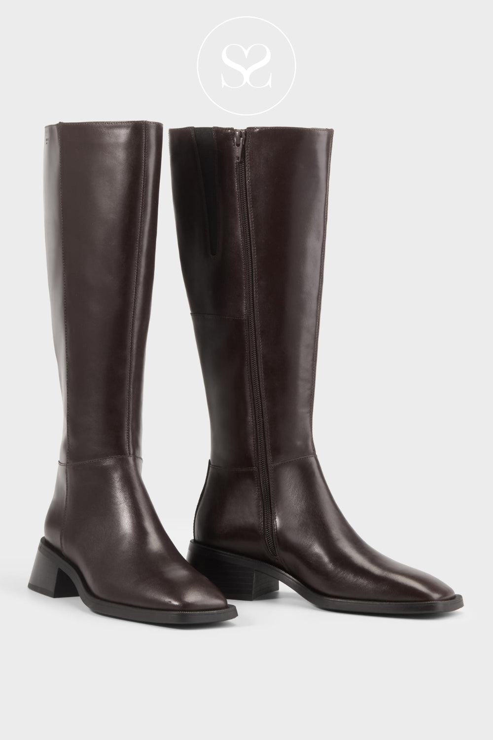Tall brown boots for women in leather from Vagabond - Irish stockist