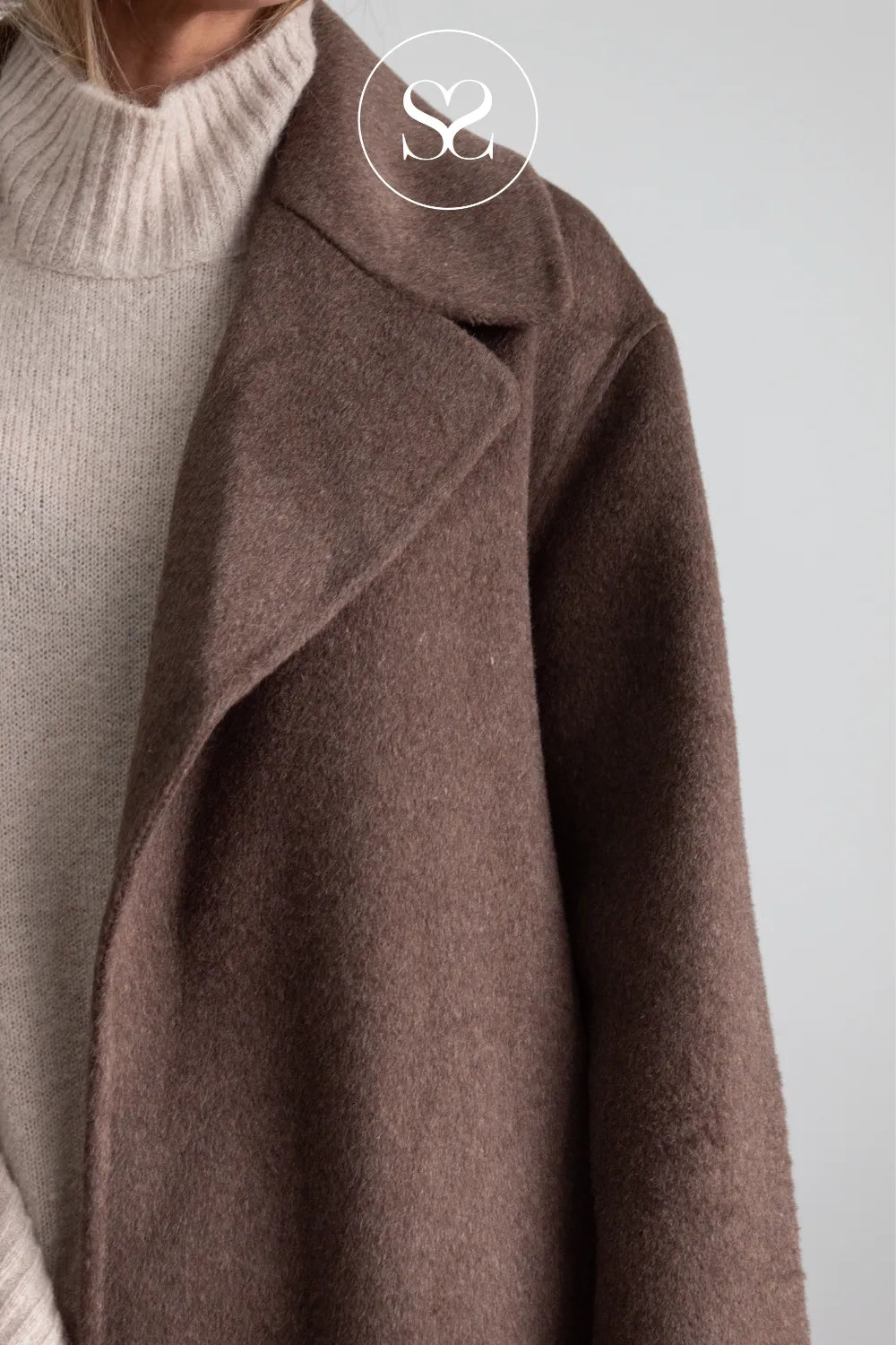 Brown Wool Longline Coat- Celia