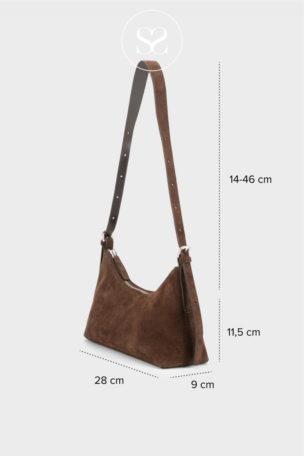 Vagabond Brown (Coffee) Suede Shoulder Bag Bari Mini BR01-040-25