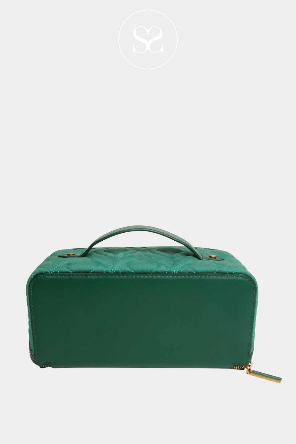 ALICE WHEELER TEAL VELVET MAKEUP BAG WITH TOP CARRY HANDLE - IRELAND