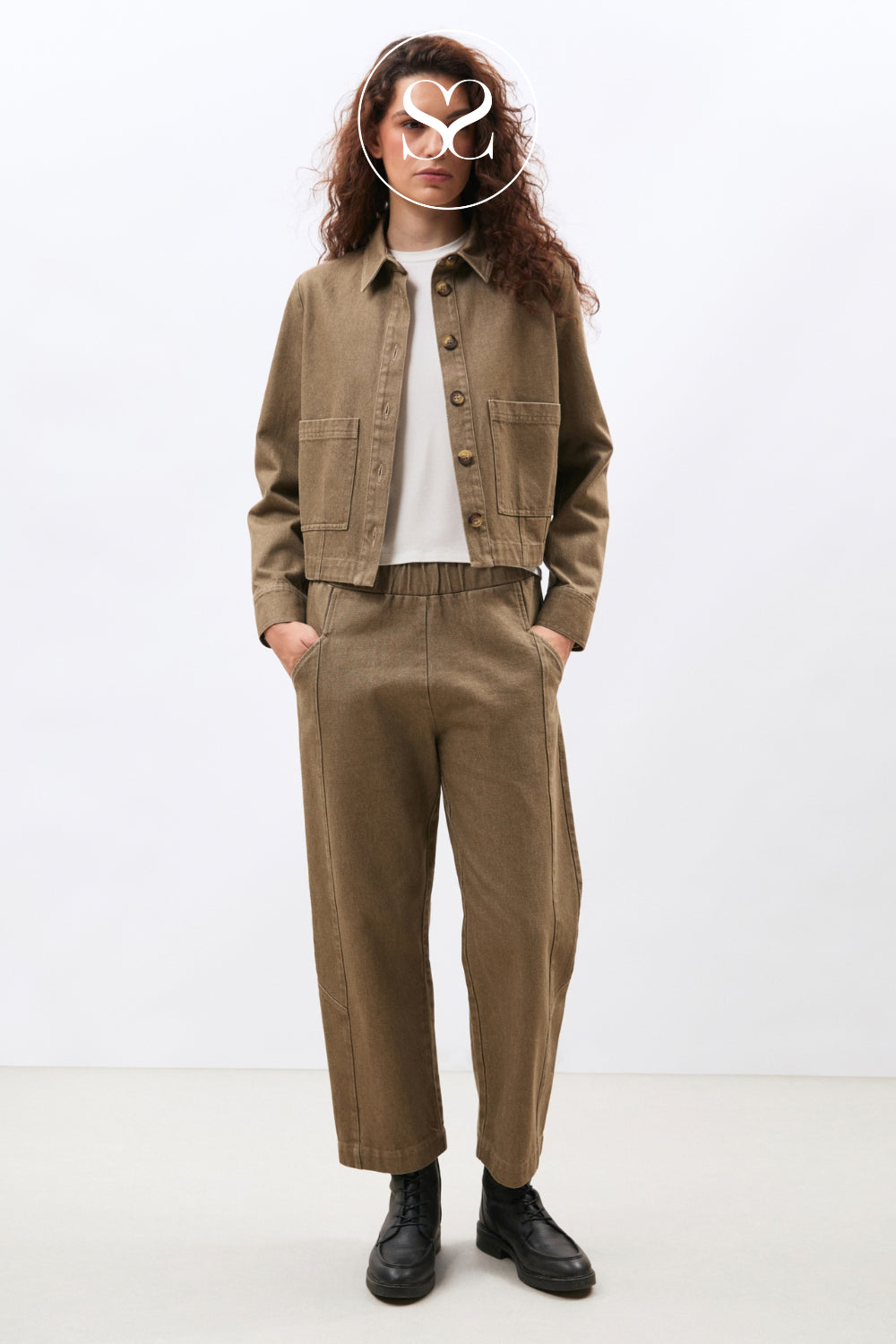 Brown Denim Carrot Fit Pants - Komori for women - Ireland