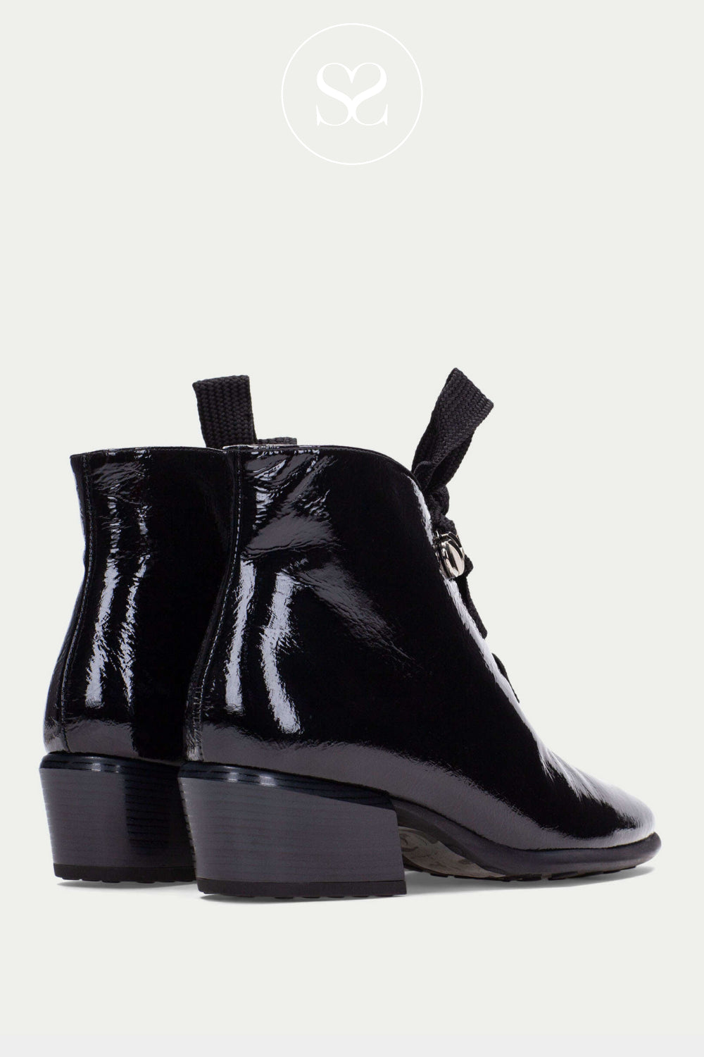 HISPANITAS BLACK LEATHER BLOCK HEEL SMART ANKLE BOOTS WITH LACES PHI254255