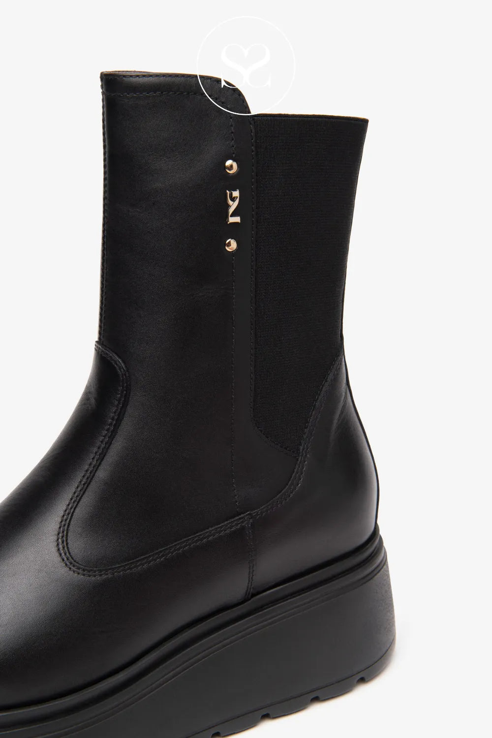 NERO GIARDINI BLACK SLIP ON WEDGE ANKLE BOOTS I514901D FOR WOMEN WITH PLATFORM CHUNKY WEDGE HEEL