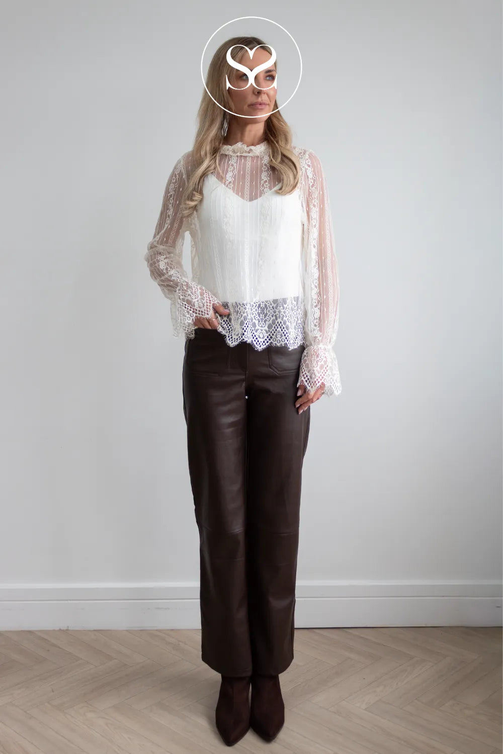 Cream High-Neck Lace Blouse — 81109