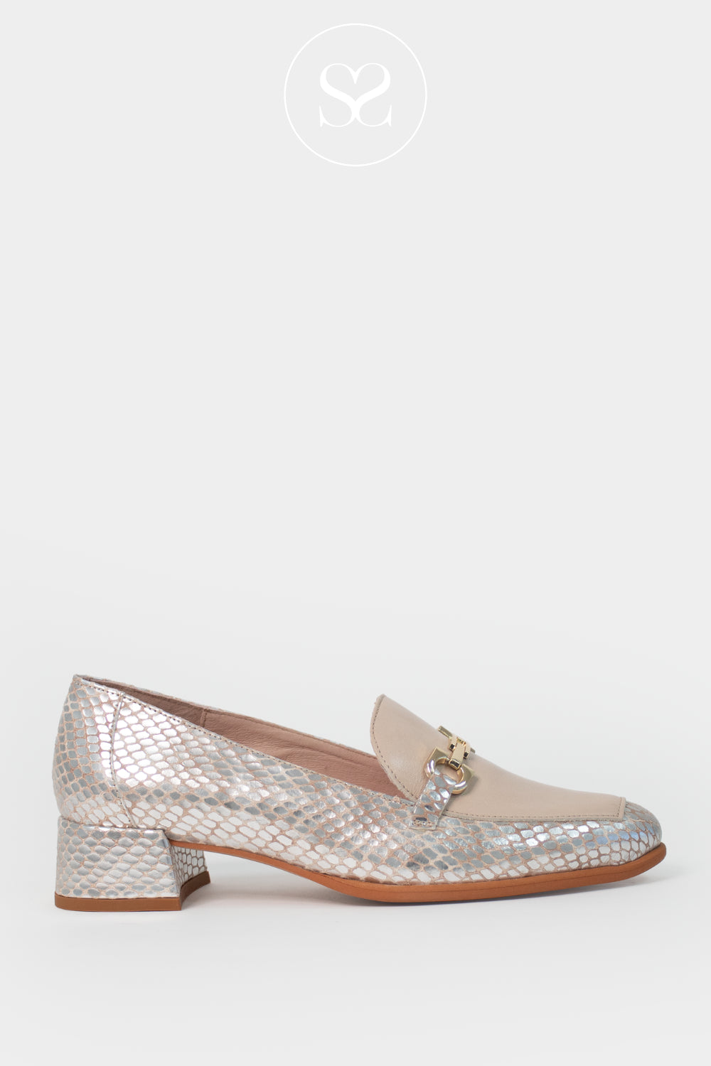 Wonders Champagne & cream Block heel Loafers C-6030