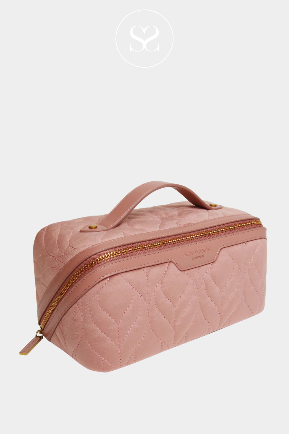 ALICE WHEELER PINK LEATHER MAKEUP BAG WITH ZIP CLOSURE FOR WOMEN