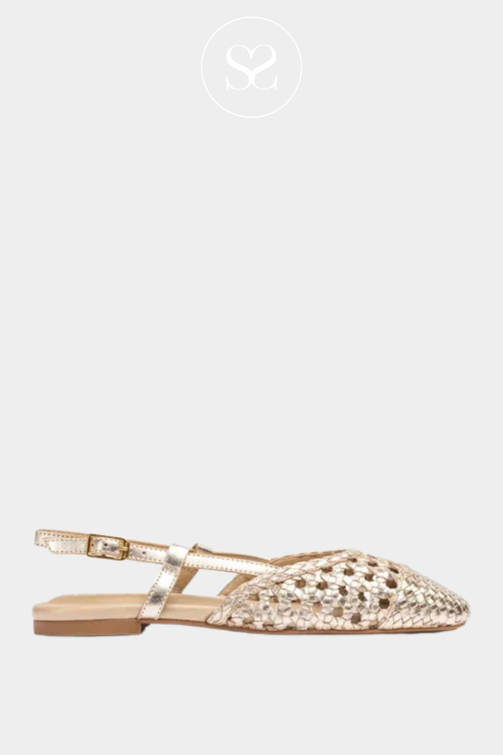 Unisa Gold Braided Slingback Flats - Badri - Ireland