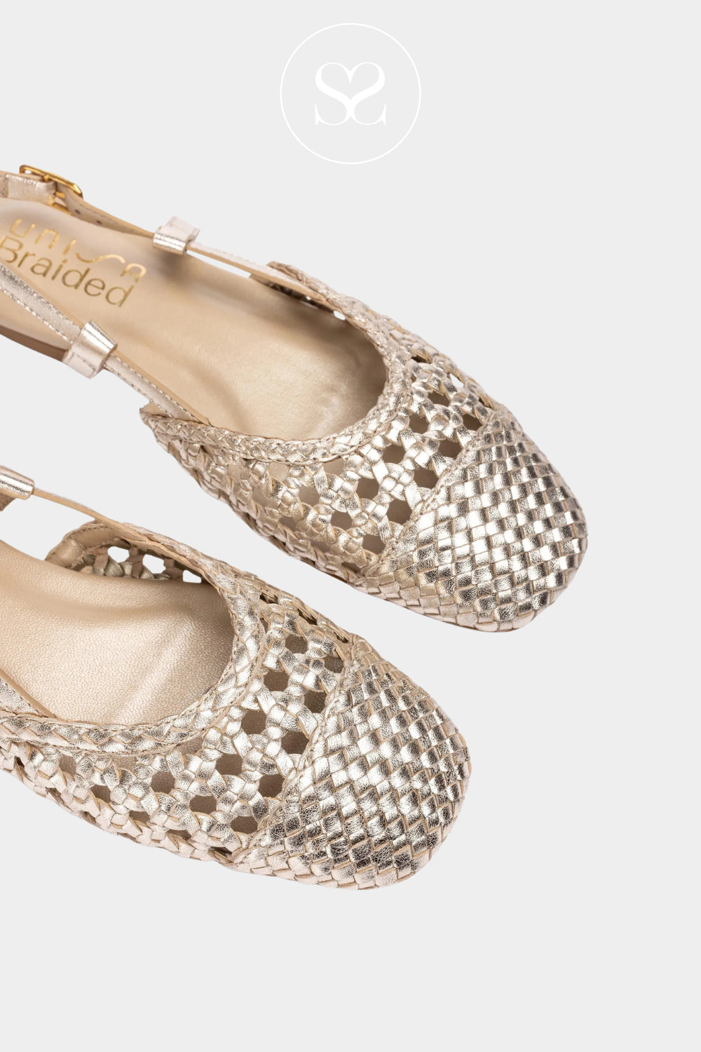 Unisa Gold Braided Slingback Flats - Badri