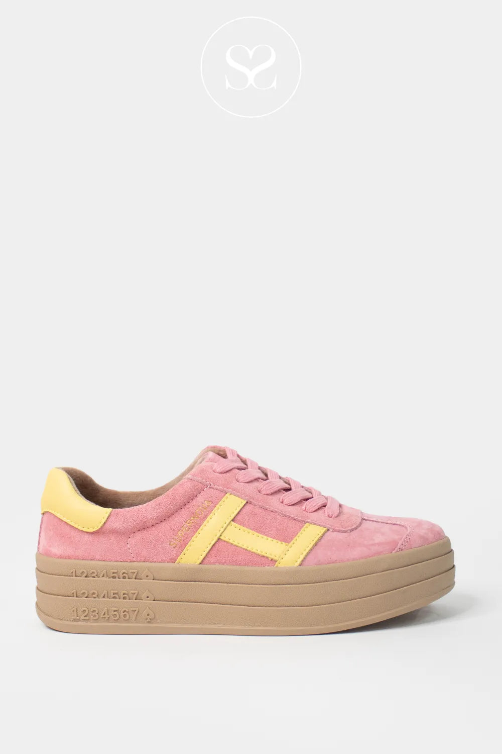 DRILLEYS PINK (CANDY CANE) CHUNKY FLATFORM TRAINERS SIXTY EIGHT