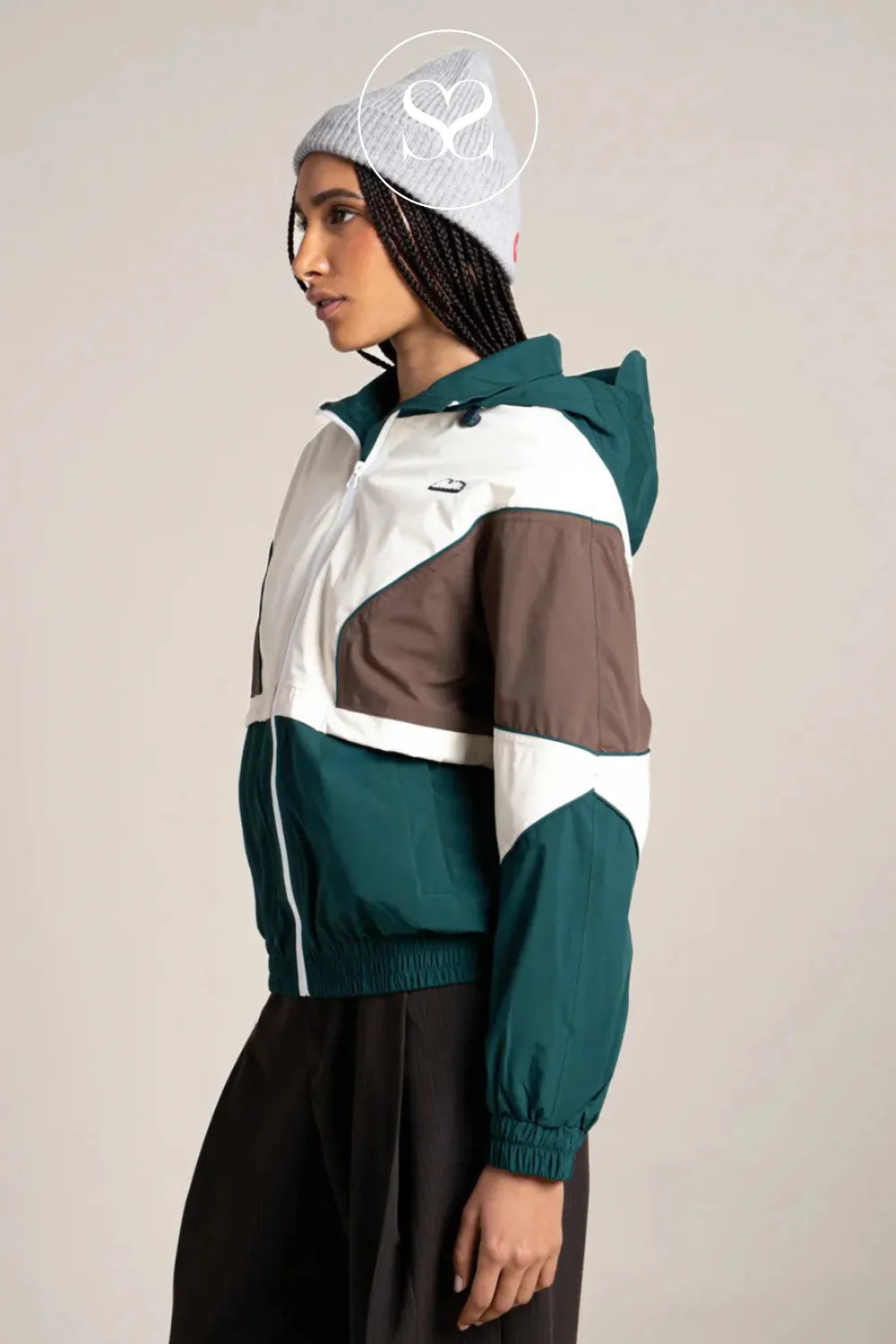 Flotte Brown, Green & Cream Waterproof Jacket for Women - Saint Martin