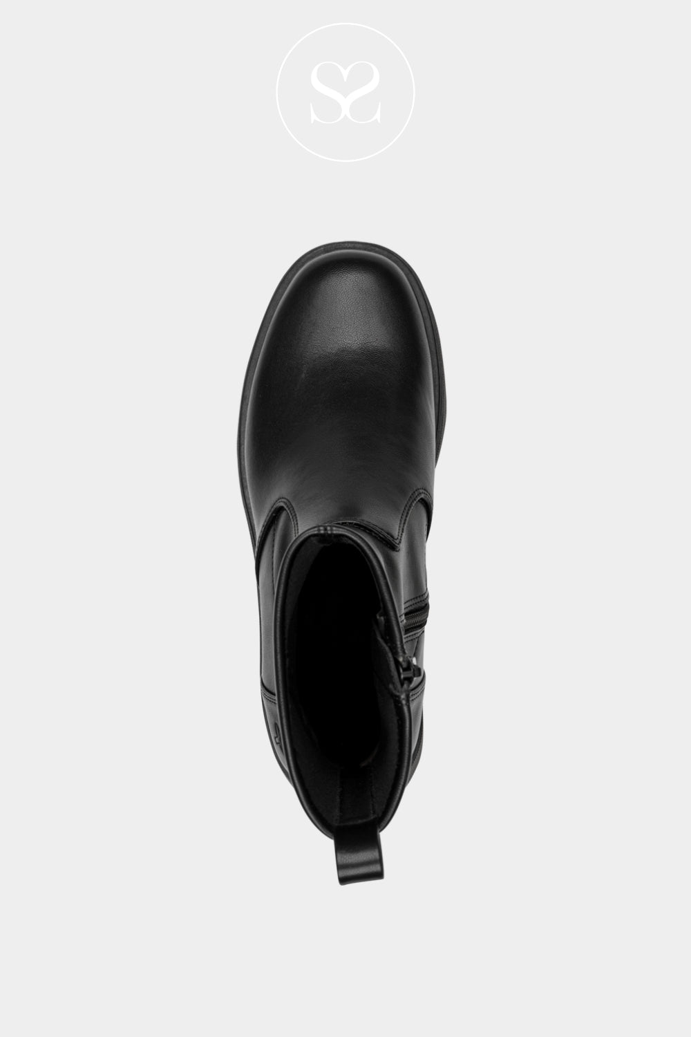 Chunky black everyday boots with a sleek upper, subtle stitching detail and gripped platform sole. - Ireland