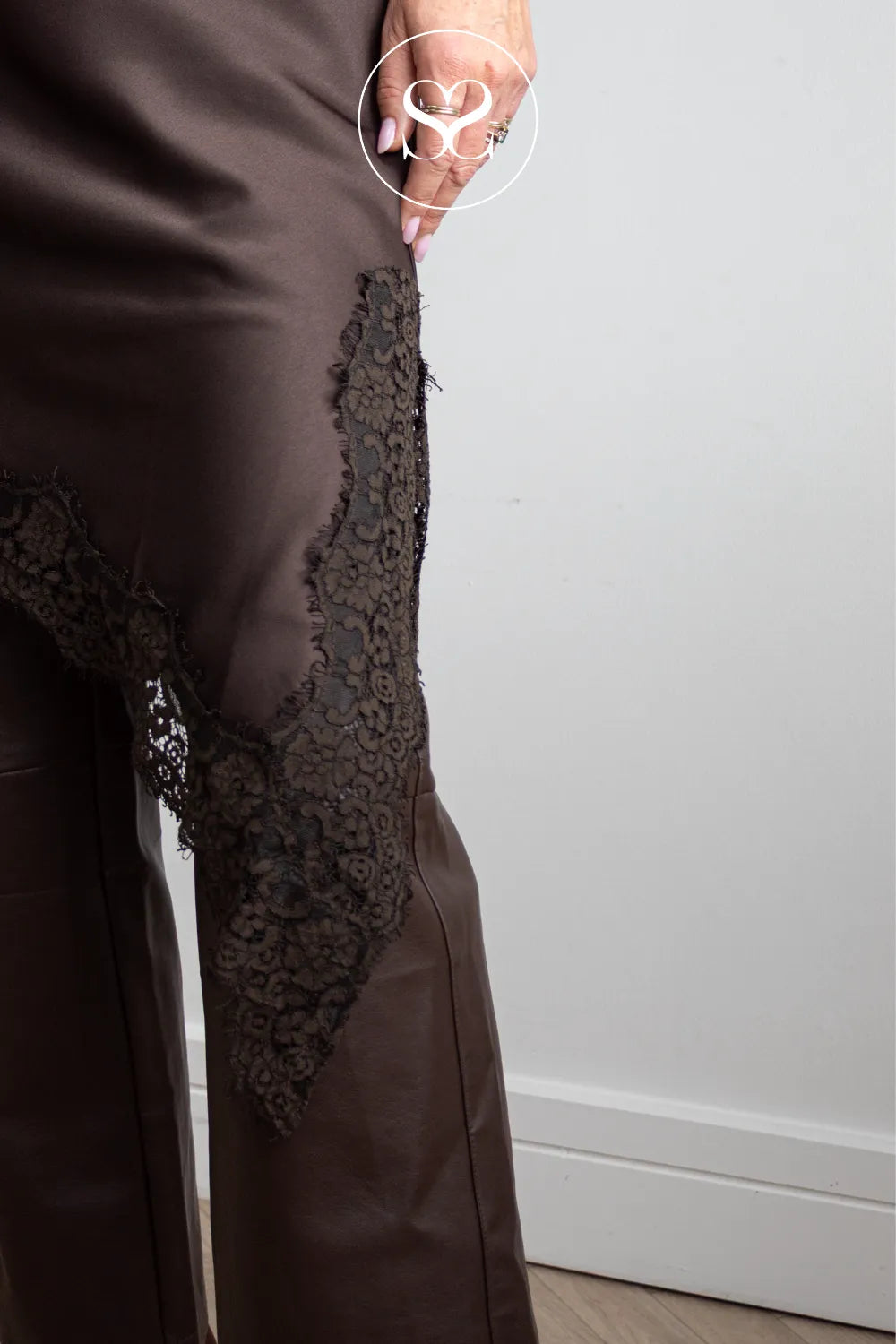 Brown Asymmetrical Satin Dress - 9218
