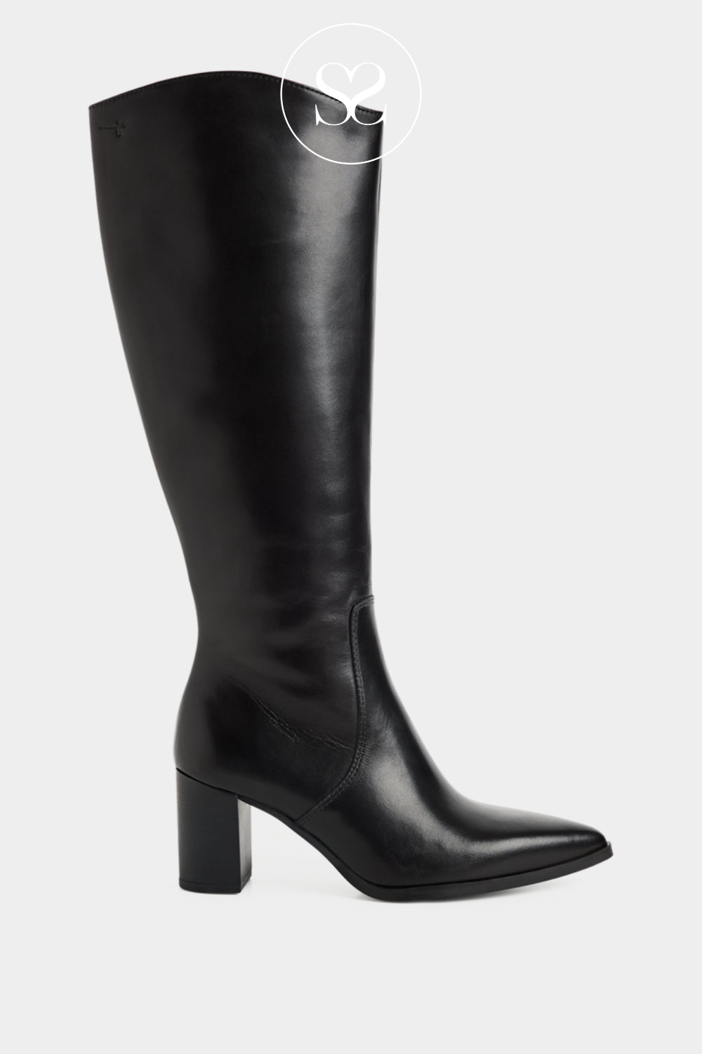Tamaris Black Knee-High Heeled Boot - 1-25505 Ireland