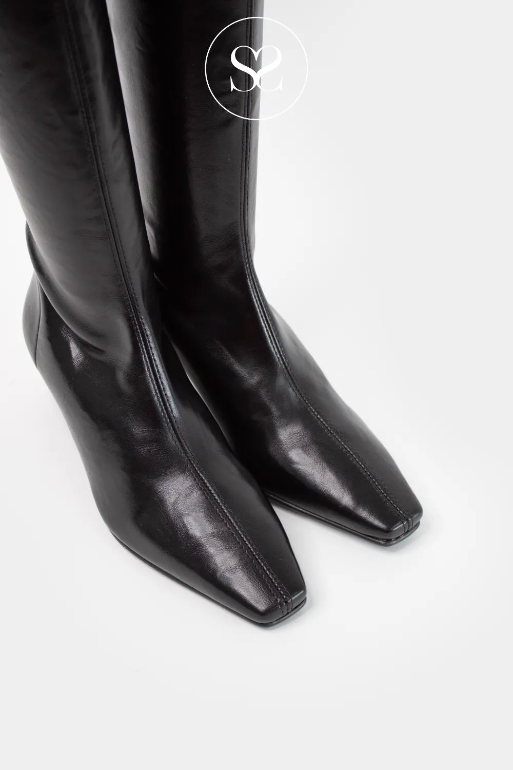 MISS ELASTIC BLACK KNEE HIGH PULL ON SOCK BOOTS 78100
