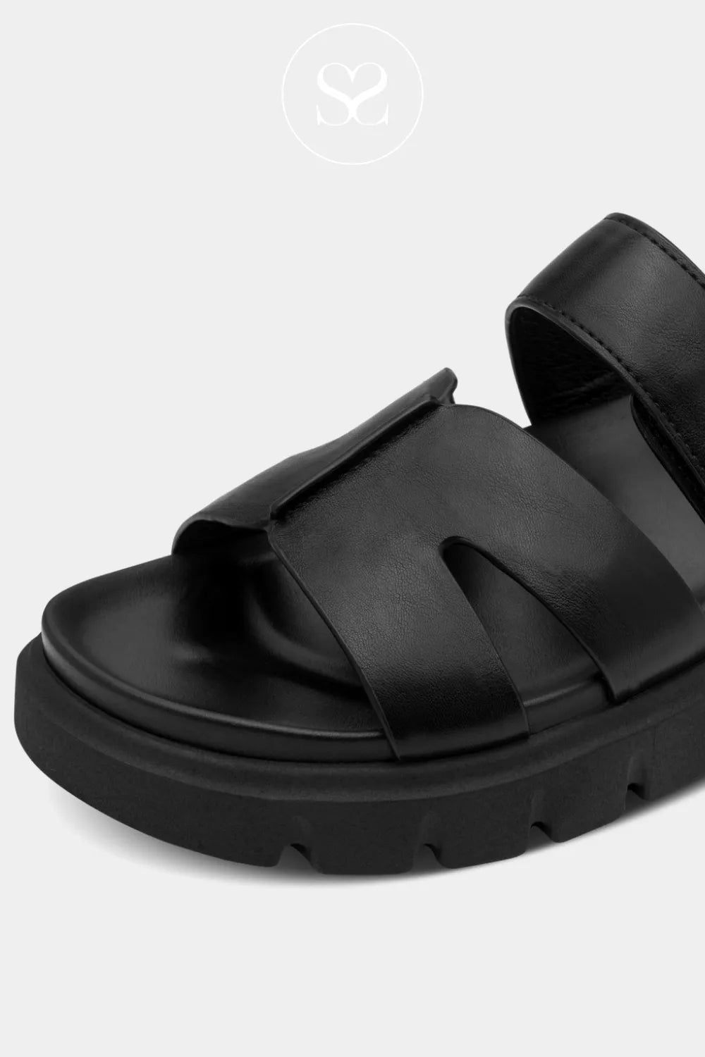 Tamaris Black Wedge Slider Sandals 1-27412-46