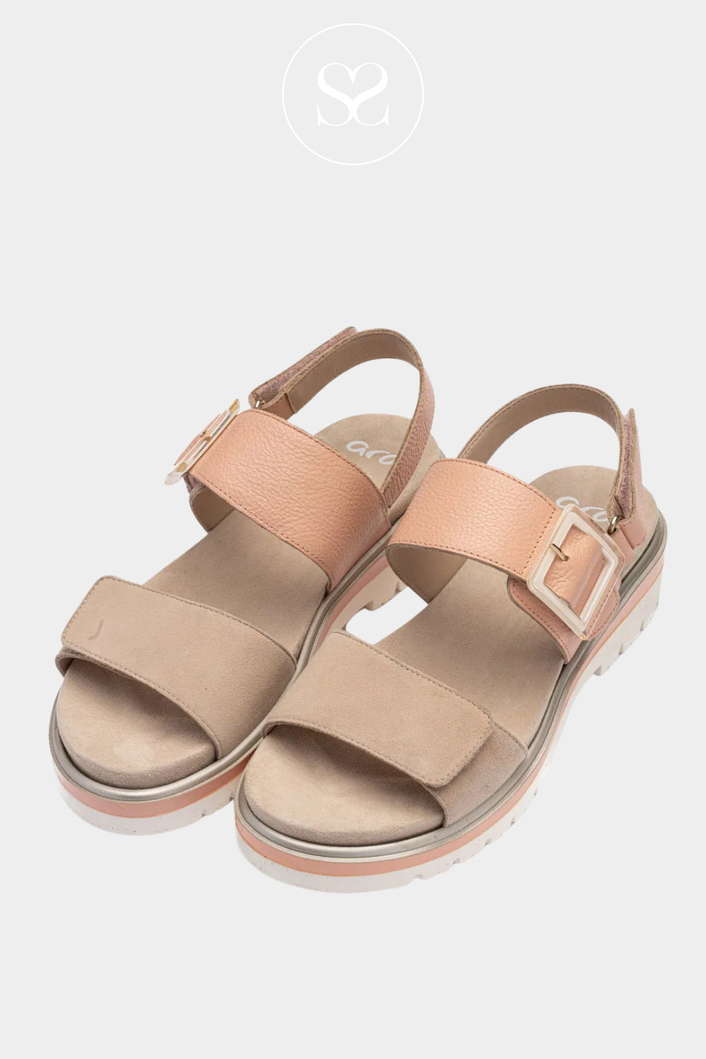 ARA 12-21003 PINK/BEIGE CHUNKY WALKING SANDALS