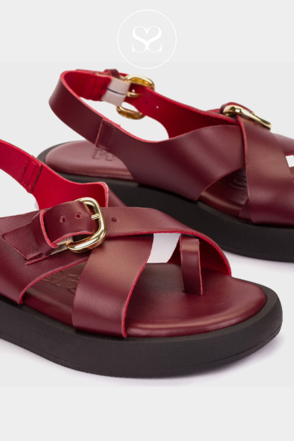 Wonders Wine Slingback Flatform Sandals - AB-1332