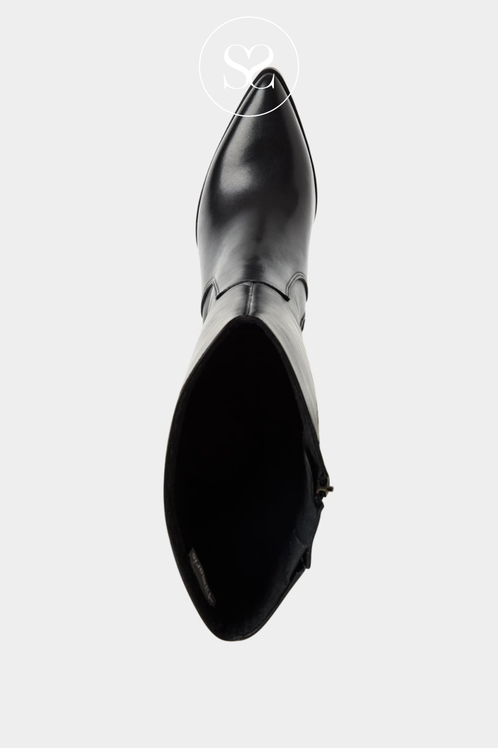 Tamaris Black Knee-High Heeled Boot with a pointed toe