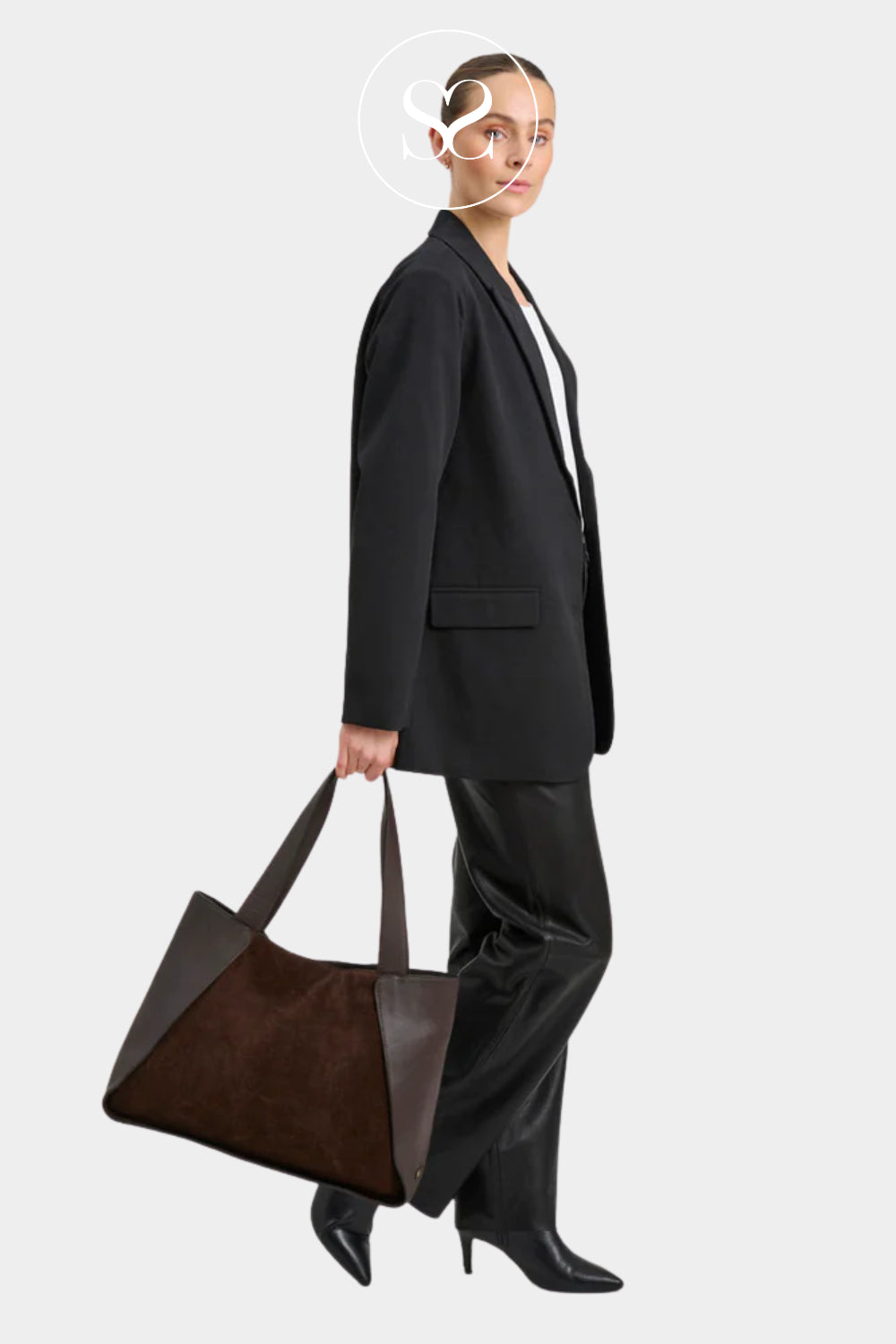 Depeche Brown Suede Shopper - 16892