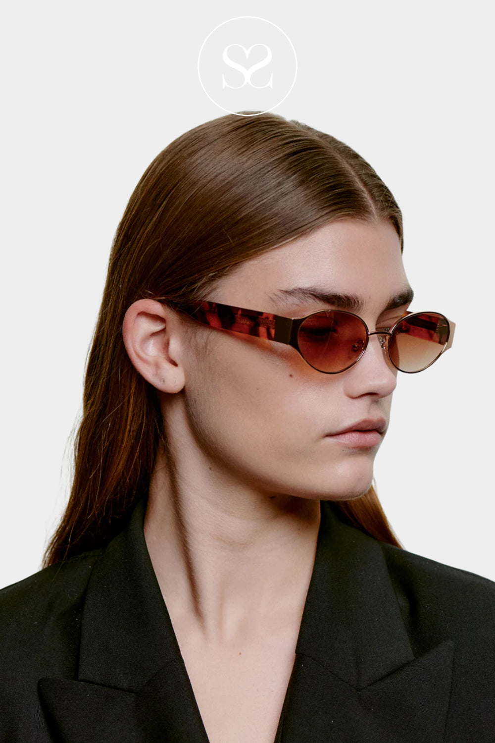 A.KJAERBEDE Rose Gold Havana Sunglasses -Bella